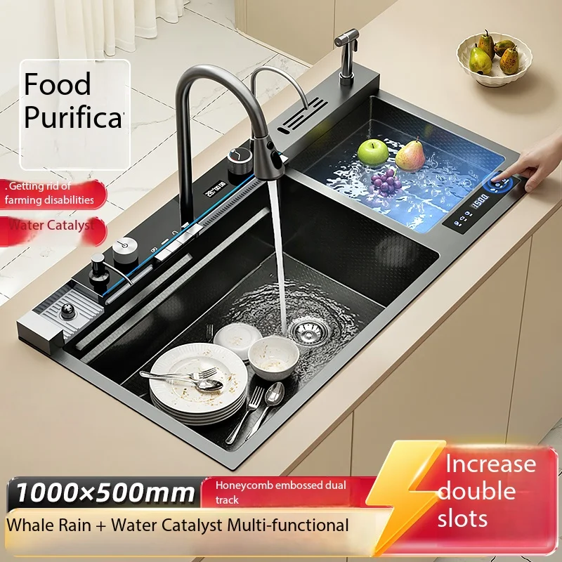 Large Size Smart Double Kitchen Sink SUS3004 Fruit Vegetable Purification Water Catalyst Pesticide Residue Removal Home Applianc Large Size Smart Double Kitchen Sink SUS3004 Fruit Vegetable Purification Water Catalyst Pesticide Residue Removal Home Applianc
