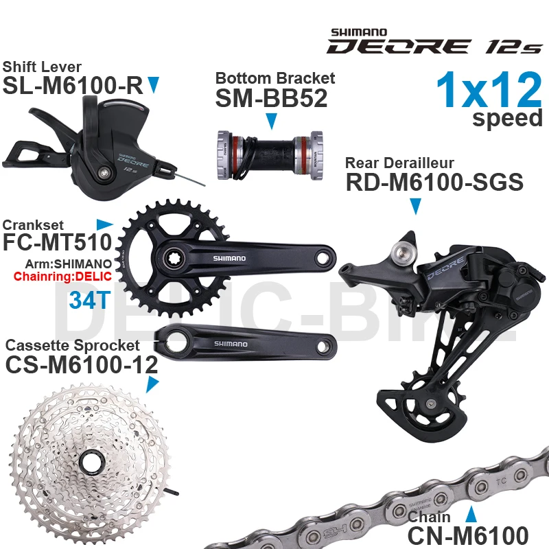 Shimano Deore M6100 schakelsysteem achter, 12 versnellingen, Shadow