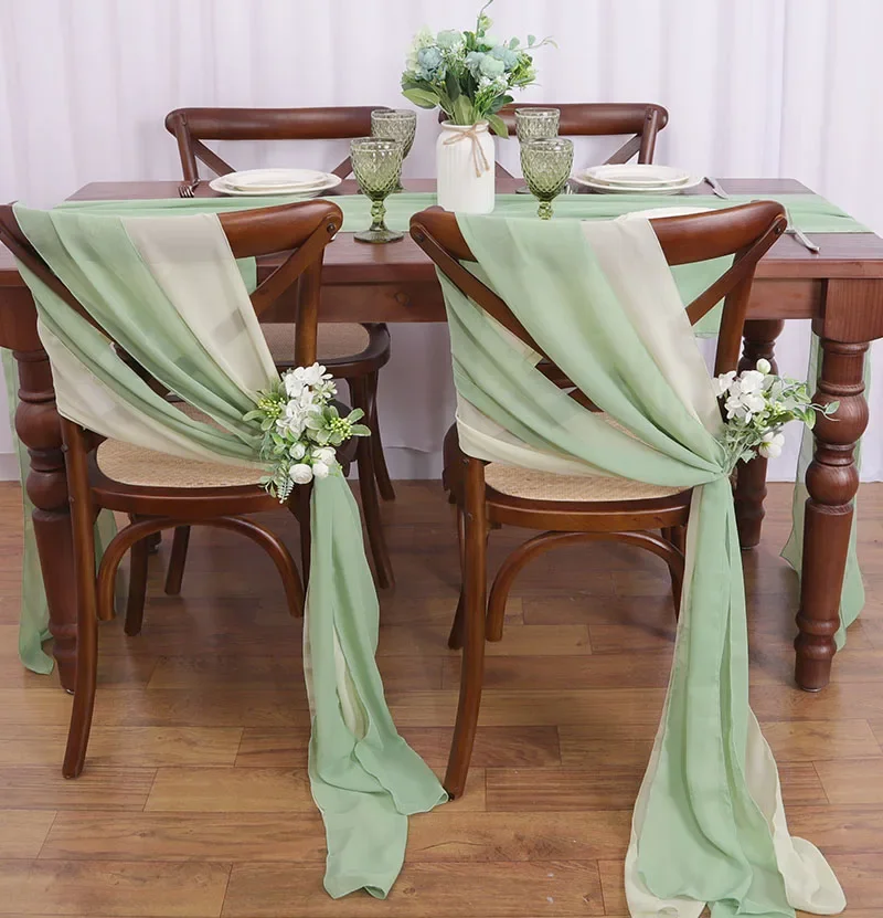 24PCS 17x275cm Chiffon Chair Sashes Wedding Chair Decoration  Long For Wedding Aisle Decorations Party Banquet Event Baby Shower