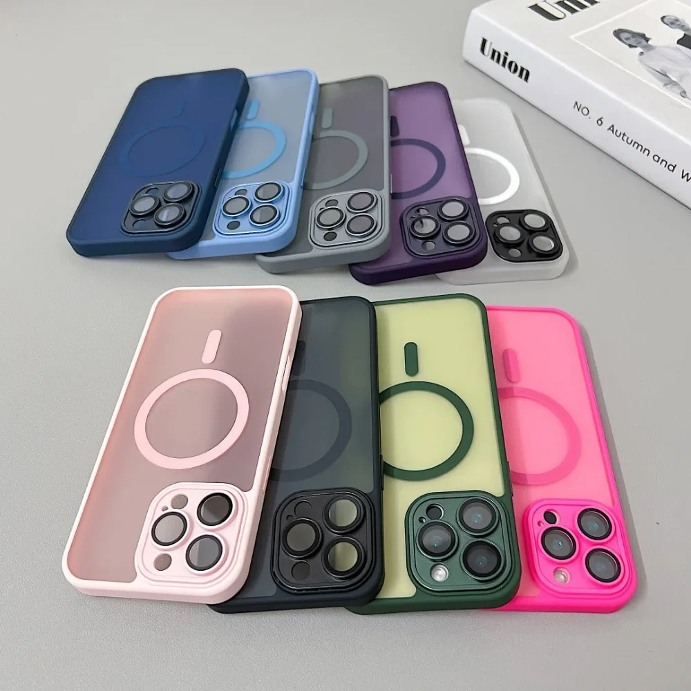 Magnetic Luxury Matte Translucent Shockproof Armor Case with Magsafe Compatibility