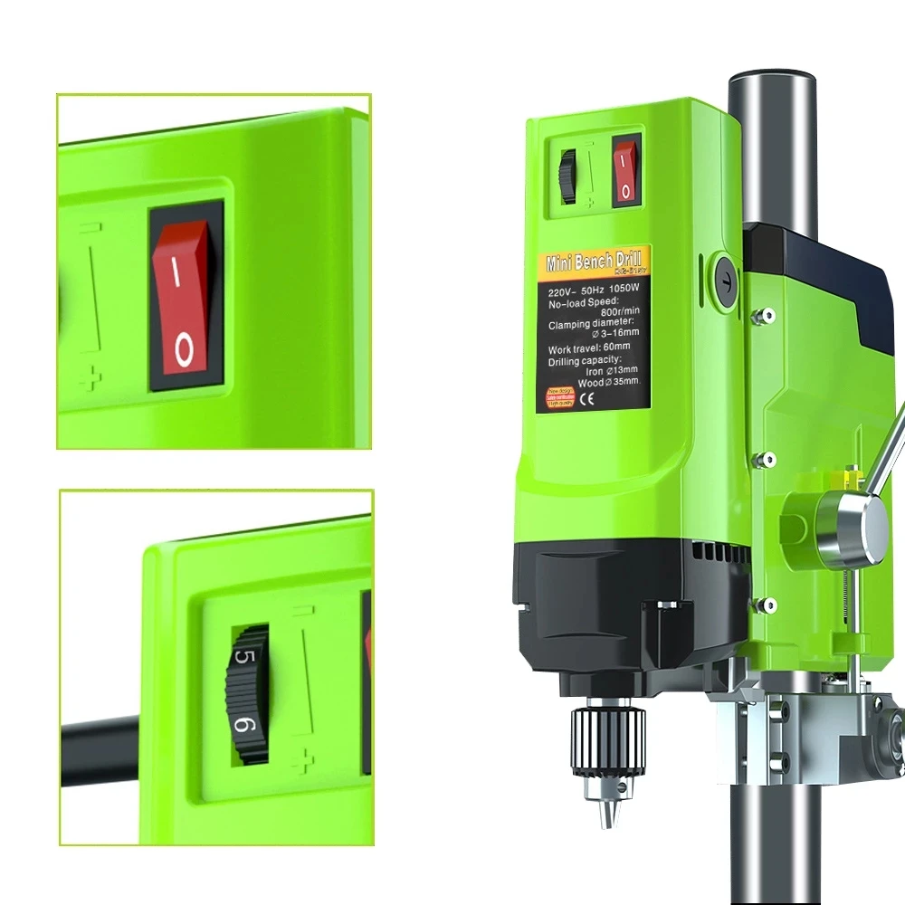 1050W ML-BD1 Mini Bench Drill Bench Drilling Machine Variable Speed Drilling Chuck 1-16mm For DIY Wood Metal Electric Tools