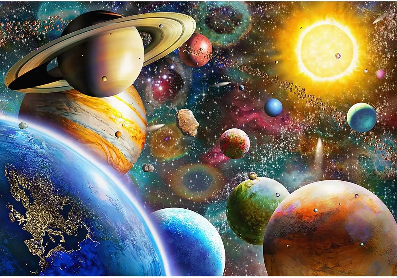 Jigsaw Puzzles Solar System Jigsaw 1000/500/300 Pieces Jigsaw Puzzles Gameroom Bedroom Livingroom Challenging Family Activity Games Gift