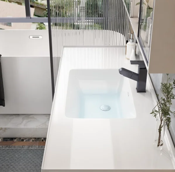 Factory Directly Modern Hotel Hanging Waterproof Mirror Pvc Wash Basin Vanity Bathroom Cabinet
