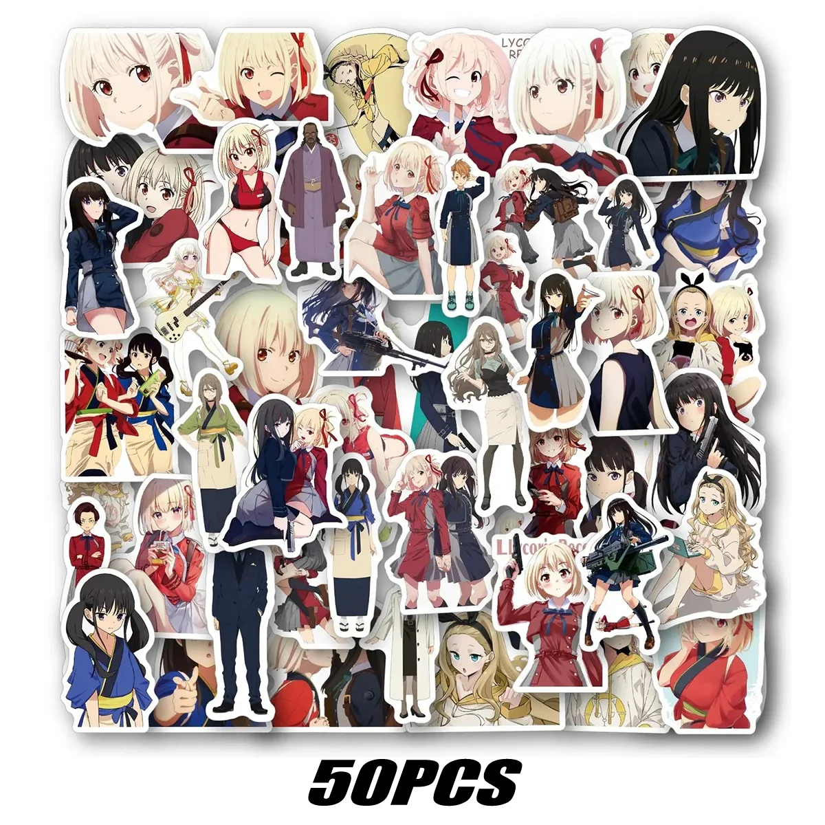 

10/30/50PCS Anime Stationery Stickers Nishikigi Chisato Decal PVC Decals Toys Kids Students Gifts for Car Laptop Helmet Luggage
