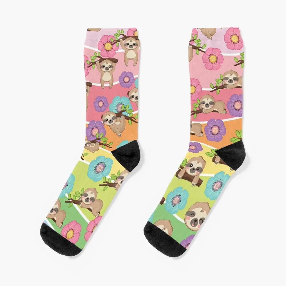sloth and flower Socks fashionable winter floral designer Ladies Socks Men's