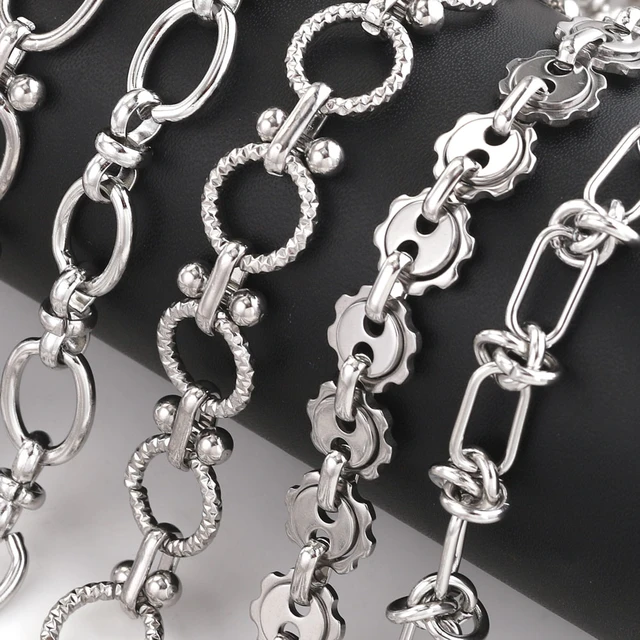 1Meter Stainless Steel Chain for Necklace Jewelry Making DIY Rolo Cable  Link Curb Chains Thick Chain