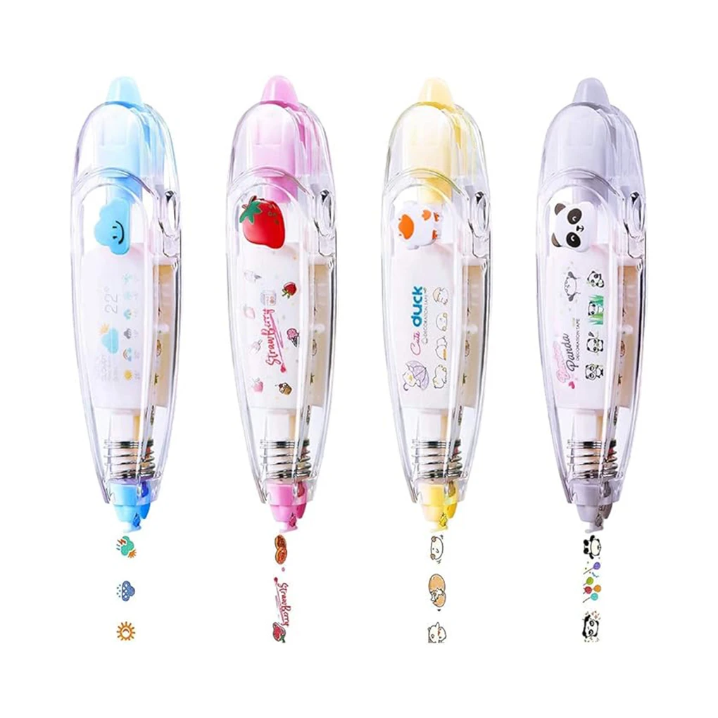 

4piece Cartoon Decorative Tape Pen Premium Correction Tape Cute And Practical Stationery Tool