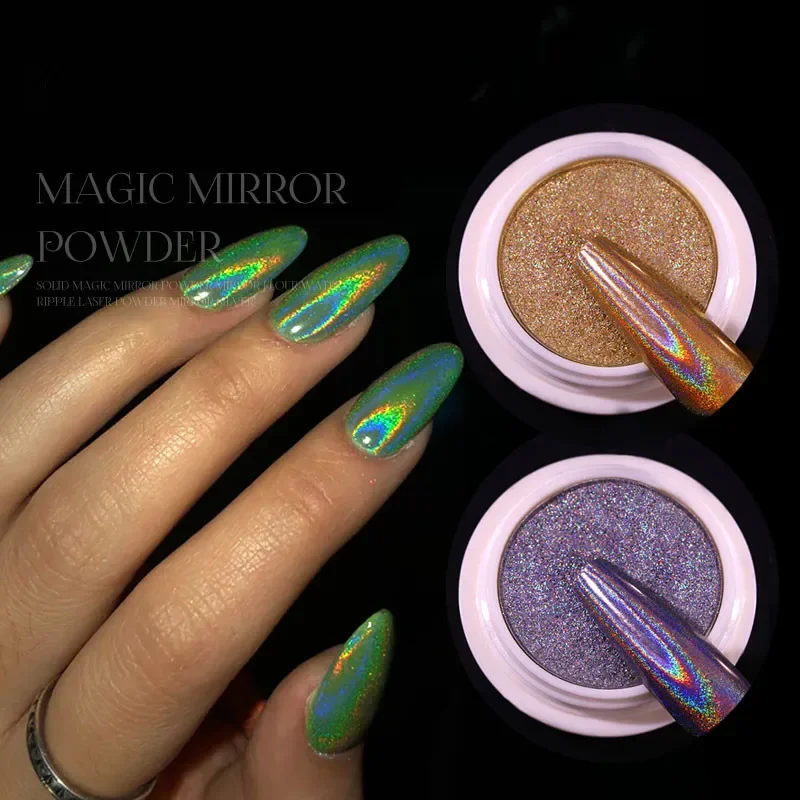 1 Box Holographic Powder on Nails Laser Gold Silver Nail Glitter Chrome Nail Powder Pigment Gel Polish Accessories Manicure Dust