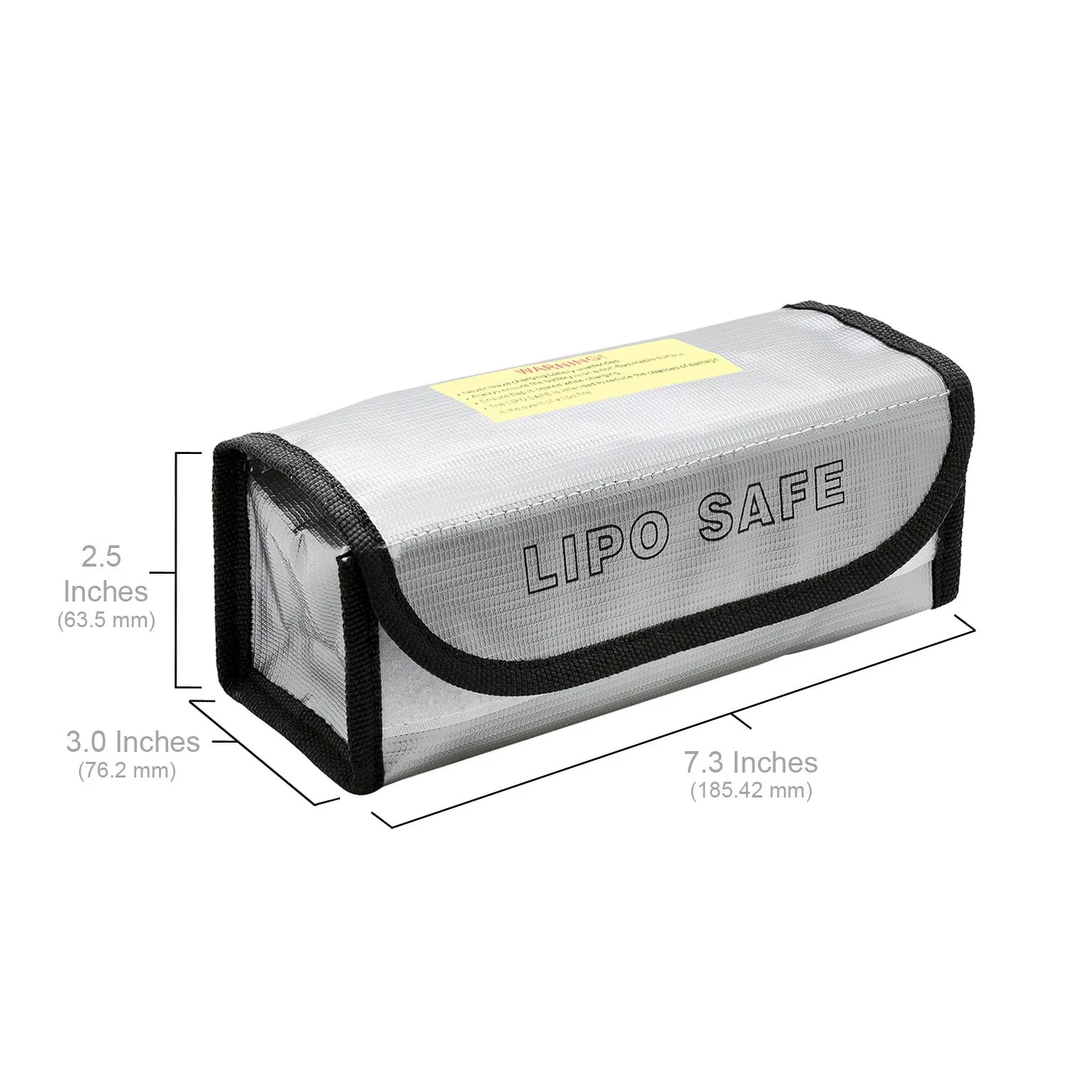 Sac de sécurité ignifuge pour batterie LiPo RC avec batterie insérée et câbles connectés