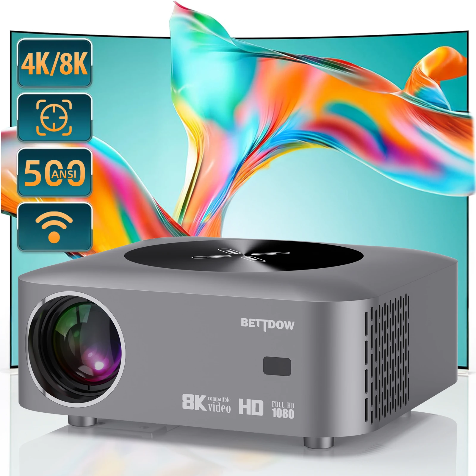 Bettdow Mini Projector for [Netflix-Official & Android 13], 1080P