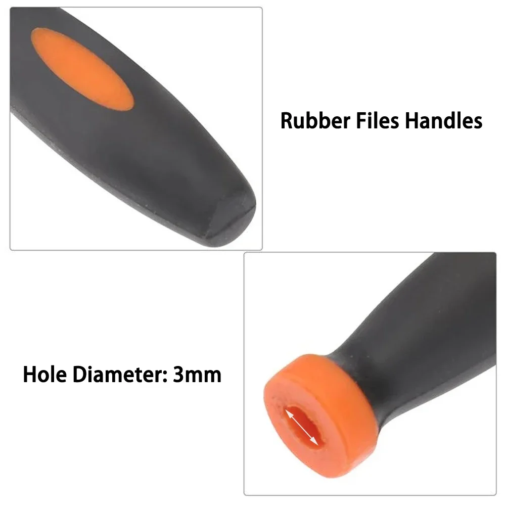 Rubber Files Handles Handles File Replacements Rubber Smooth 2.36Inch Accessories Black+Orange For Small Files