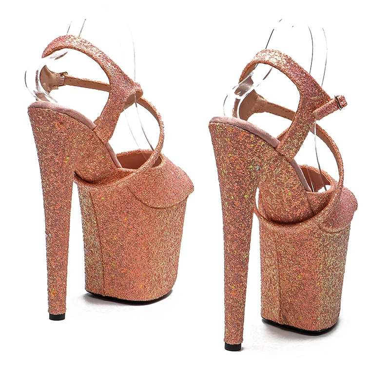 Leecabe 8Inch/20cm Glitter  upper cross strap bandage Sandals High Heels Pole Dancing Shoes