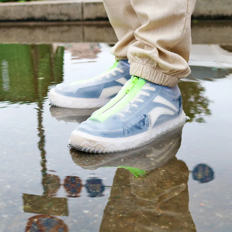 Shoe Covers New Waterproof Shoe Covers Men Reusable Silicone Shoe Cover Zipper Unisex Rubber Covers Women Washable