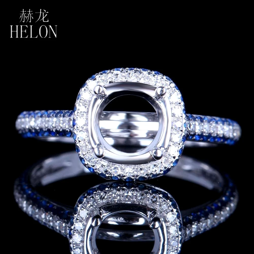 

Твердое кольцо из белого золота HELON 6 мм-7 мм, 14 к, 10 к, 0,7 карат, с натуральными бриллиантами, сапфиры, полукрепление, обручальное кольцо