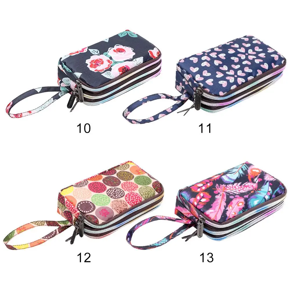 1PC Print Canvas Three-layer Long Wallet Larger Capacity Coin Purse Portable Waterproof Female Handbag Print Canvas Bag 4