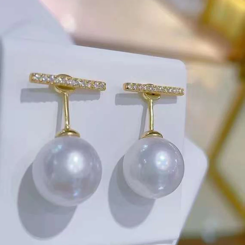 

SGARIT Fashion 925 Sterling Silver Inlay T Shaped Earrings Natural Freshwater Edison White Pearl Earring for Woman Party