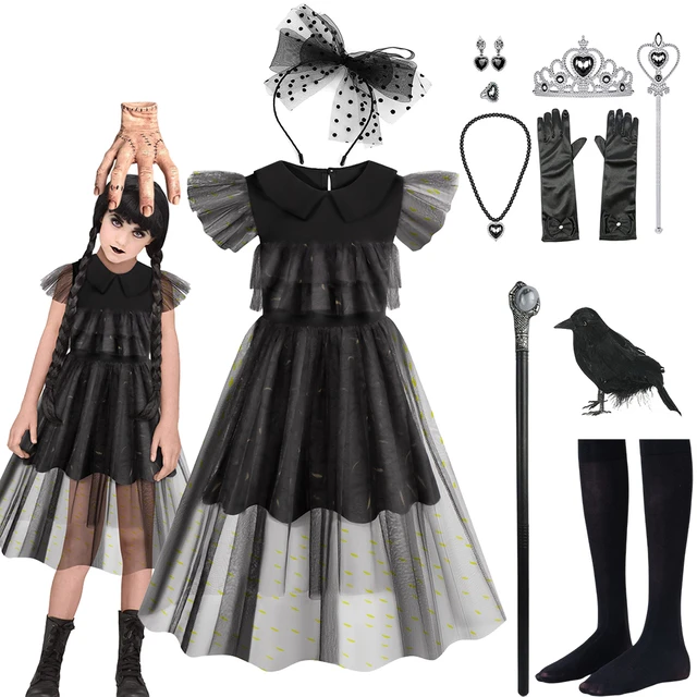 Wednesday Addams Cosplay For Girl Costume New Vestidos For Kids Party  Dresses Carnival Easter Halloween Costumes 5-14 Years Old - AliExpress