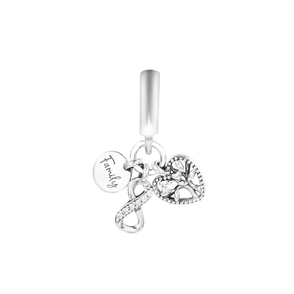 

DIY Fits for Original Charms Bracelets Family Infinity Triple Dangle Beads 100% 925 Sterling-Silver-Jewelry Kralen 2022 New