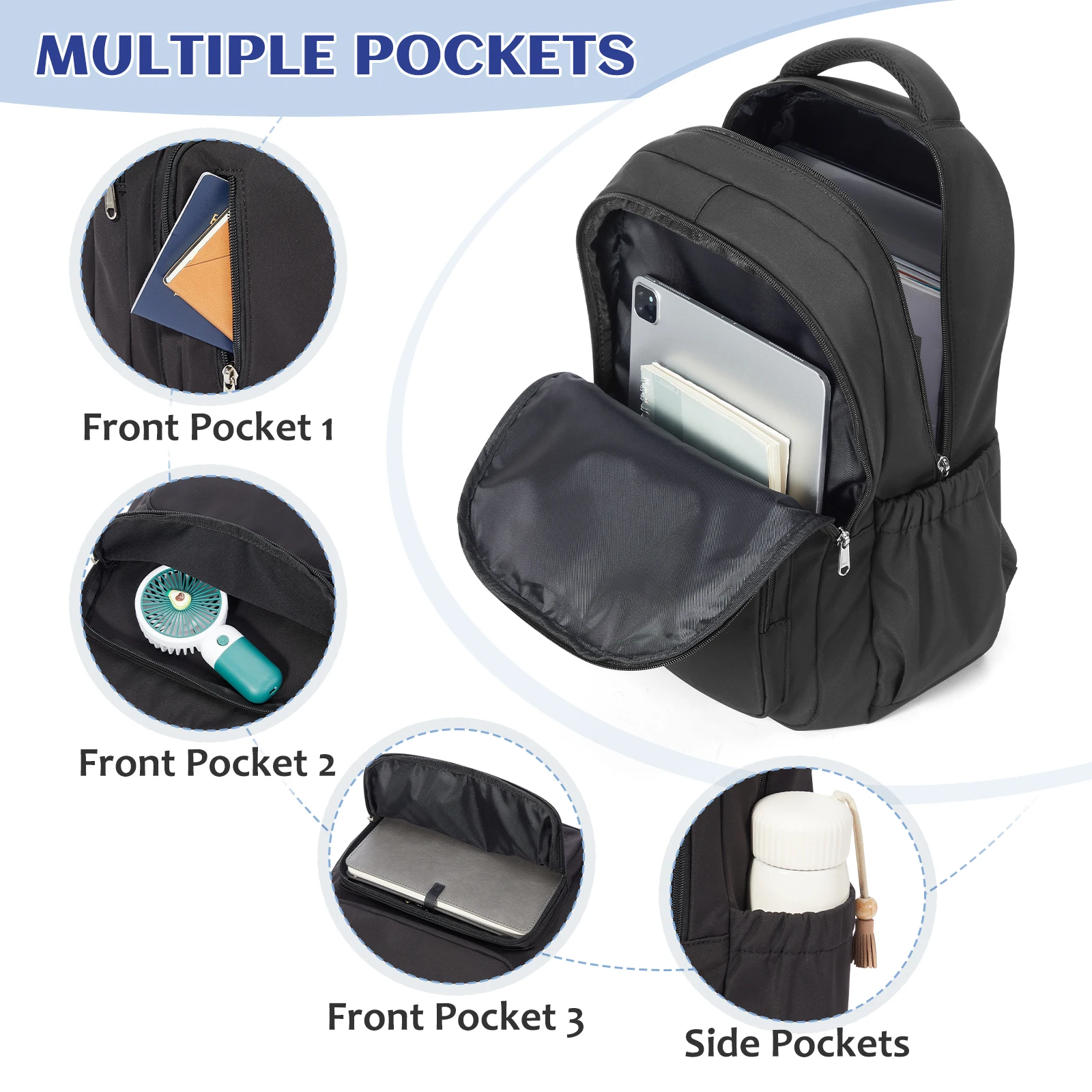 Teenage Casual Bookbags Lightweight Travel Shoulder Bag 14inch Laptop College Backpack, Anti Theft Work Backpack，School Backpack