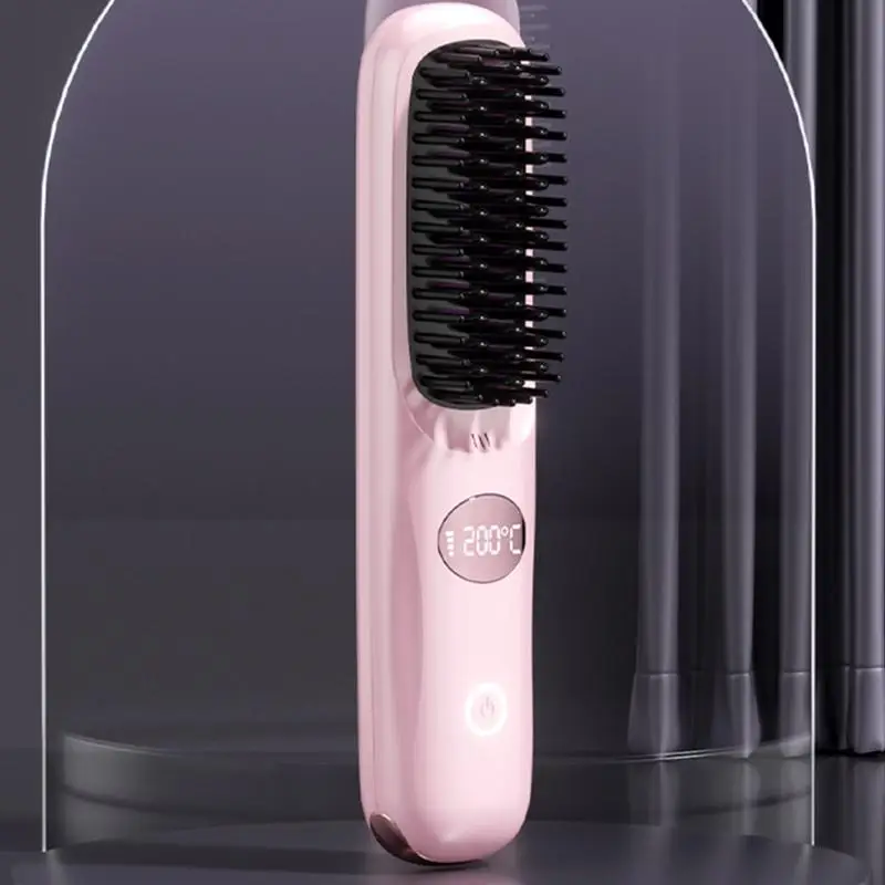 Hair Straightener Brush USB Charging Smoothing Hair Brush Portable Hair Straightener Hair Straightener Straightening Brush for