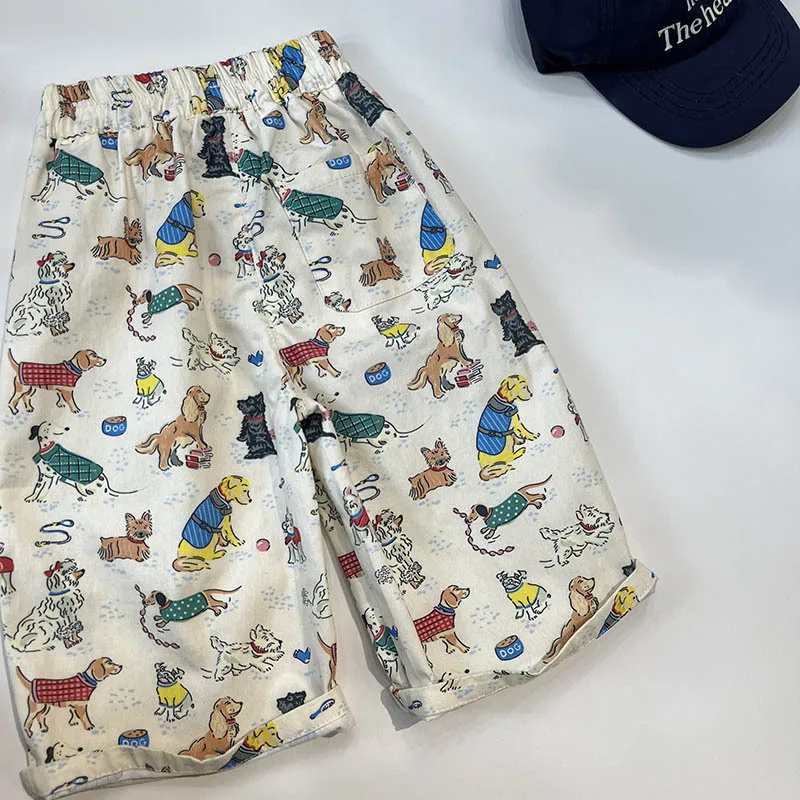 2024 Spring Fall Kids Pants cartoon dogs Children's straight Trousers Boys Girls loose casual pants 2
