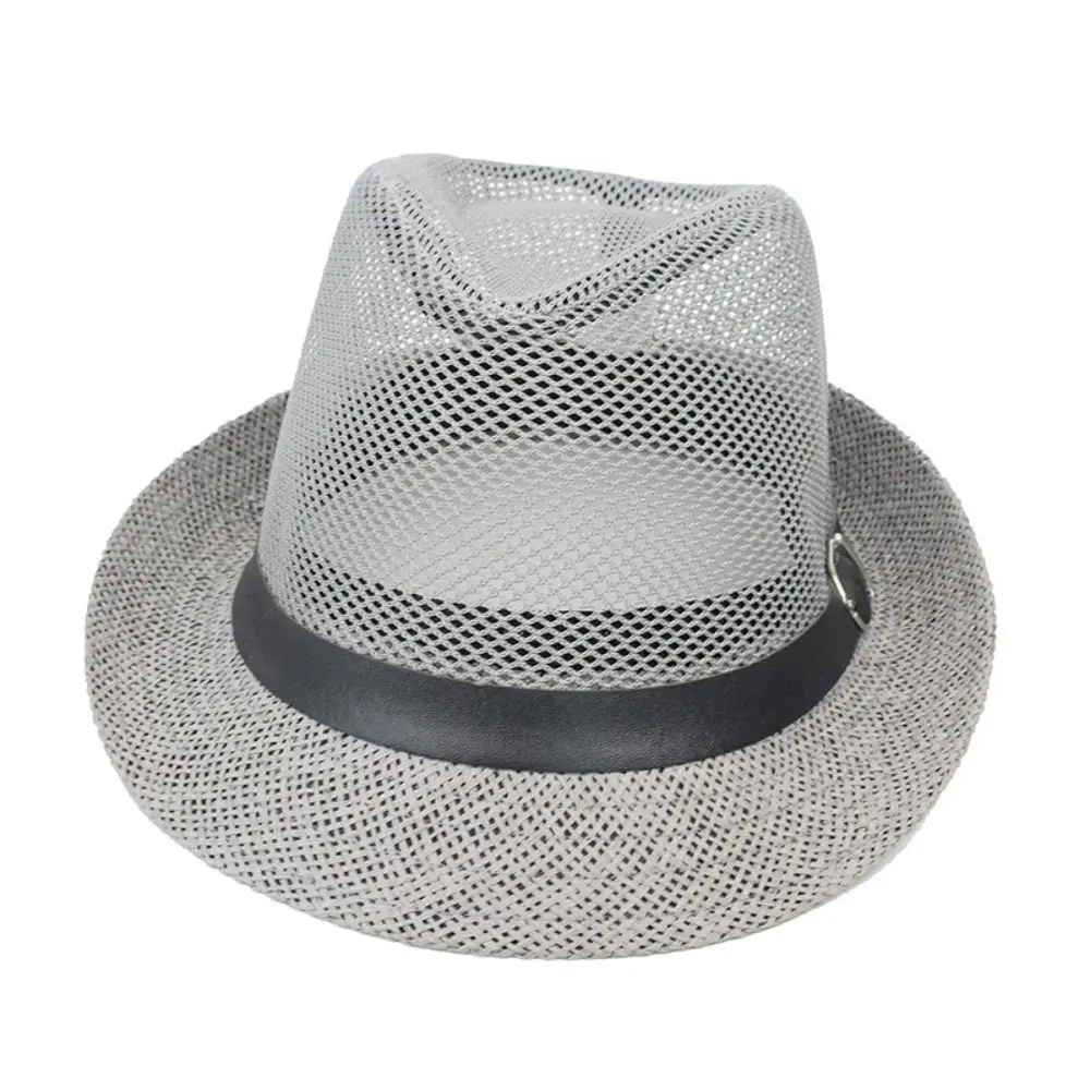 Men Straw Panama Sun Hat Breathable Summer Beach Cap