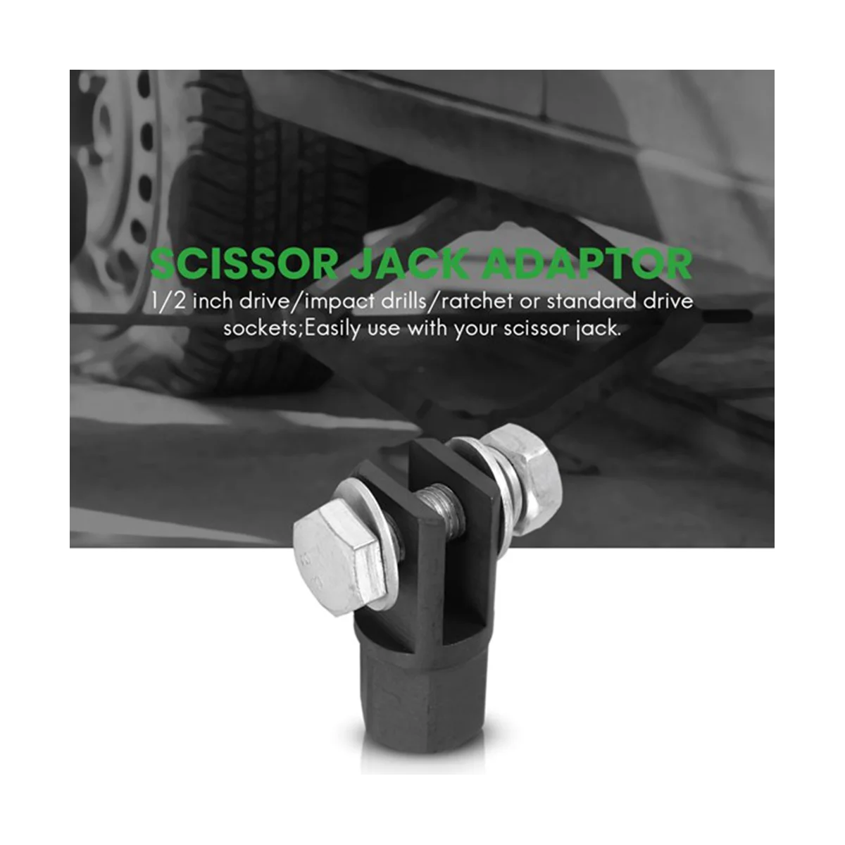 

2 Pcs Scissor Jack-Adaptor 1/2 Inch for Use with 1/2 Inch Drive or Impact Wrench Tools IJA001