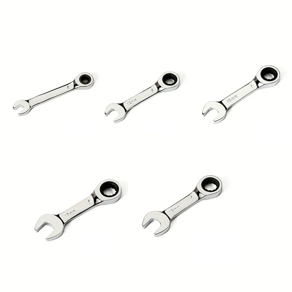 

5Pcs 10-19mm 72 Stubby Ratcheting Combination Wrench Set Short Handle Ratchet Wrench Combination Wrenches Repair Tools