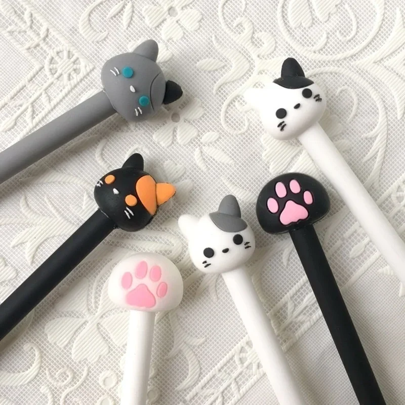 10pcs/batch Kawaii Cat Gel Pen Cute Claw Black Ink For Writing Stationery Office School Supplies Creative Student Drawing Pens