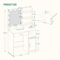 Туалетный столик с зеркалом и 10 светодиодами, туалетный столик с 3 полками и 4 открытыми отделениями, туалетные столики большой — изображение 6