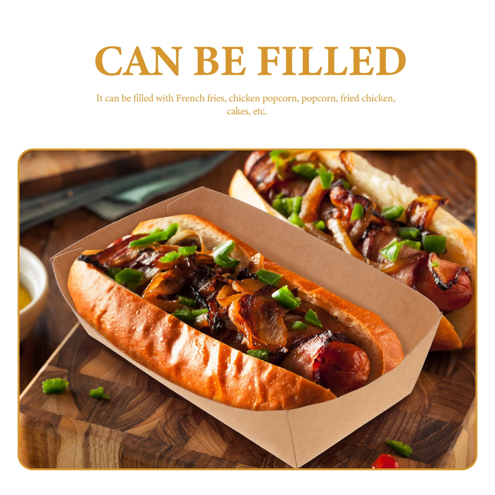 100 Pcs Oil Proof Food Containers Disposable Snack Boxes Waterproof Fried Trays Hot Dog Plates Party Containers Kitchen Dining