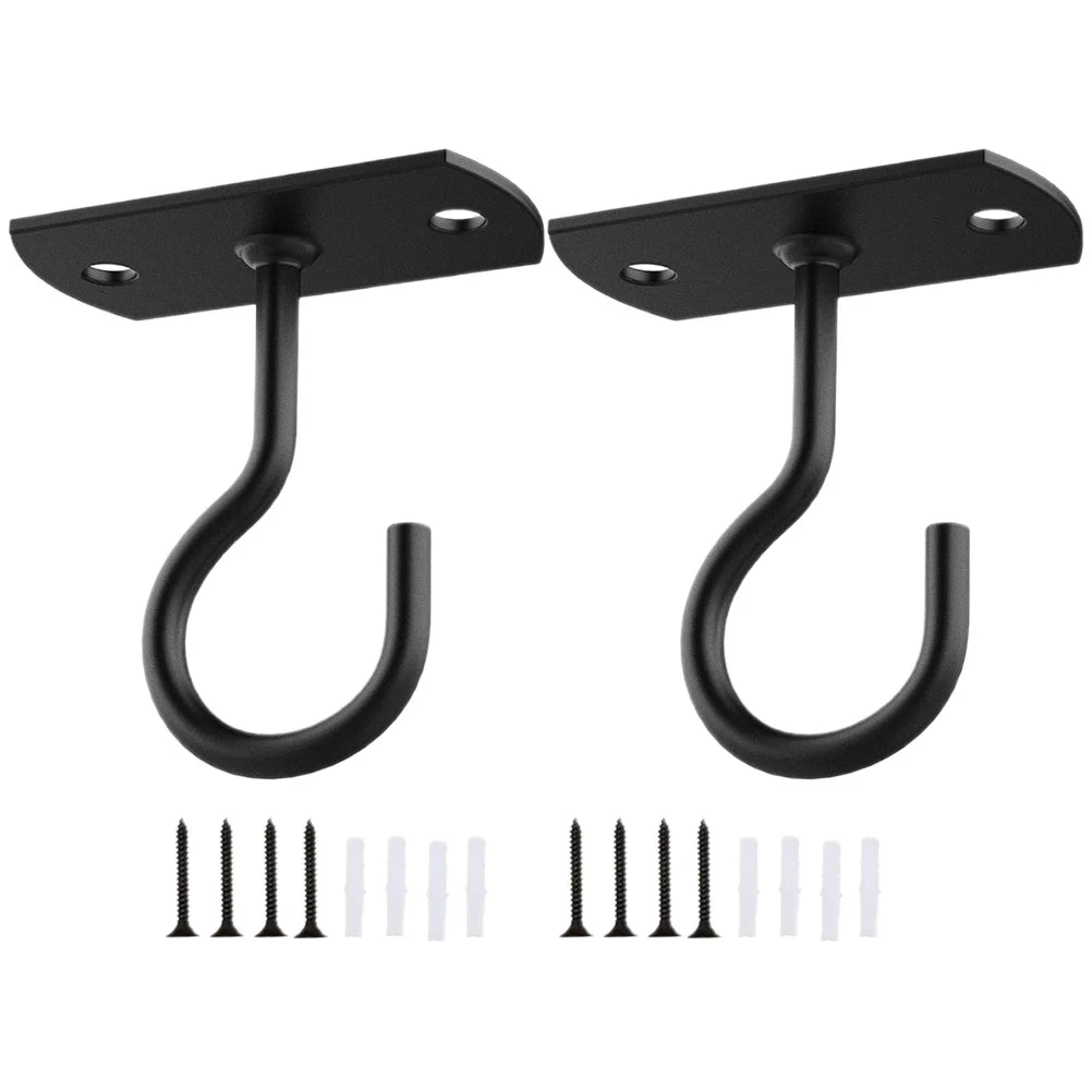2Pcs Wall Hooks Iron Hanger Outdoor Planter Bracket Heavy Duty Plant Shelves Flower Basket Holder Clothes Rack Garden Light