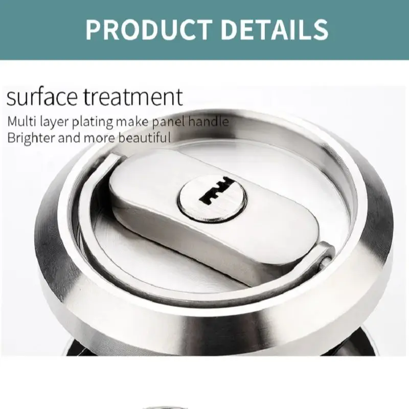 1Pcs Invisible Door Lock With Key Indoor Household Door Anti-theft Single Double-Sided Round Lock Stainless Safety Locks