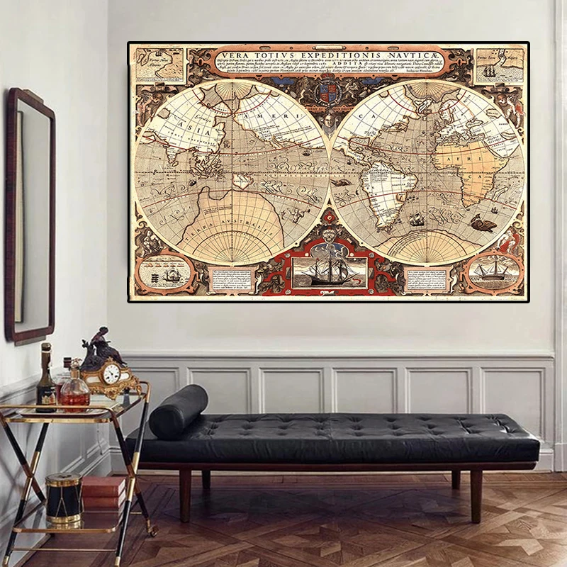 150x100cm Vintage World Map Large Poster Globe Non-woven Canvas Painting Wall Sticker Card for Home Wall Painting Decoration world map poster