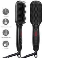 Lisseur de cheveux anti-brûlure pour femme, peigne chaud, brosse à cheveux chauffante en céramique, écran LCD, tension touristique, silencieux 3