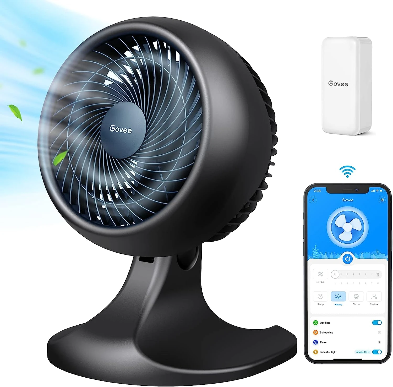 

Fan for Bedroom, 9" Desk Air Circulator Fan for Whole Room with Temperature Sensor H5100, 8 Speed Settings, 24H Timer, Auto Fan