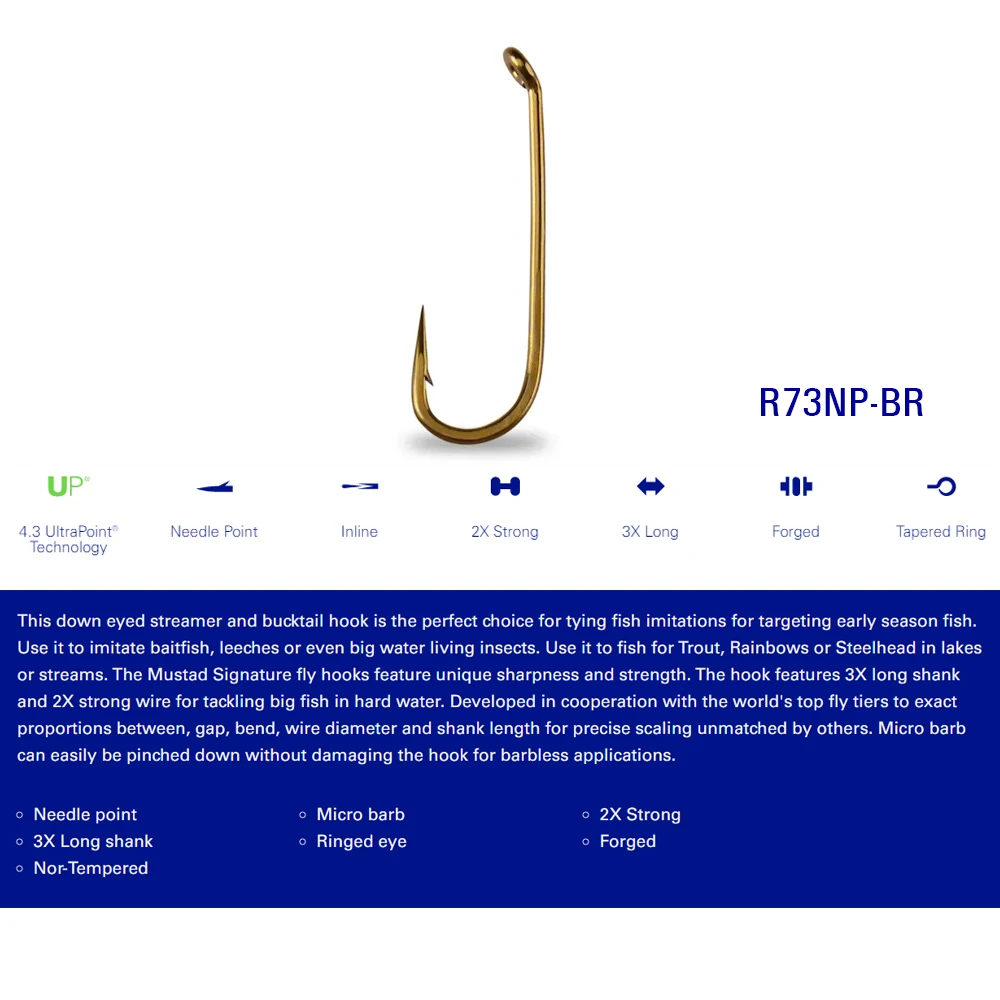Mustad 30個ブロンズ仕上げストリーマ署名フライフィッシング