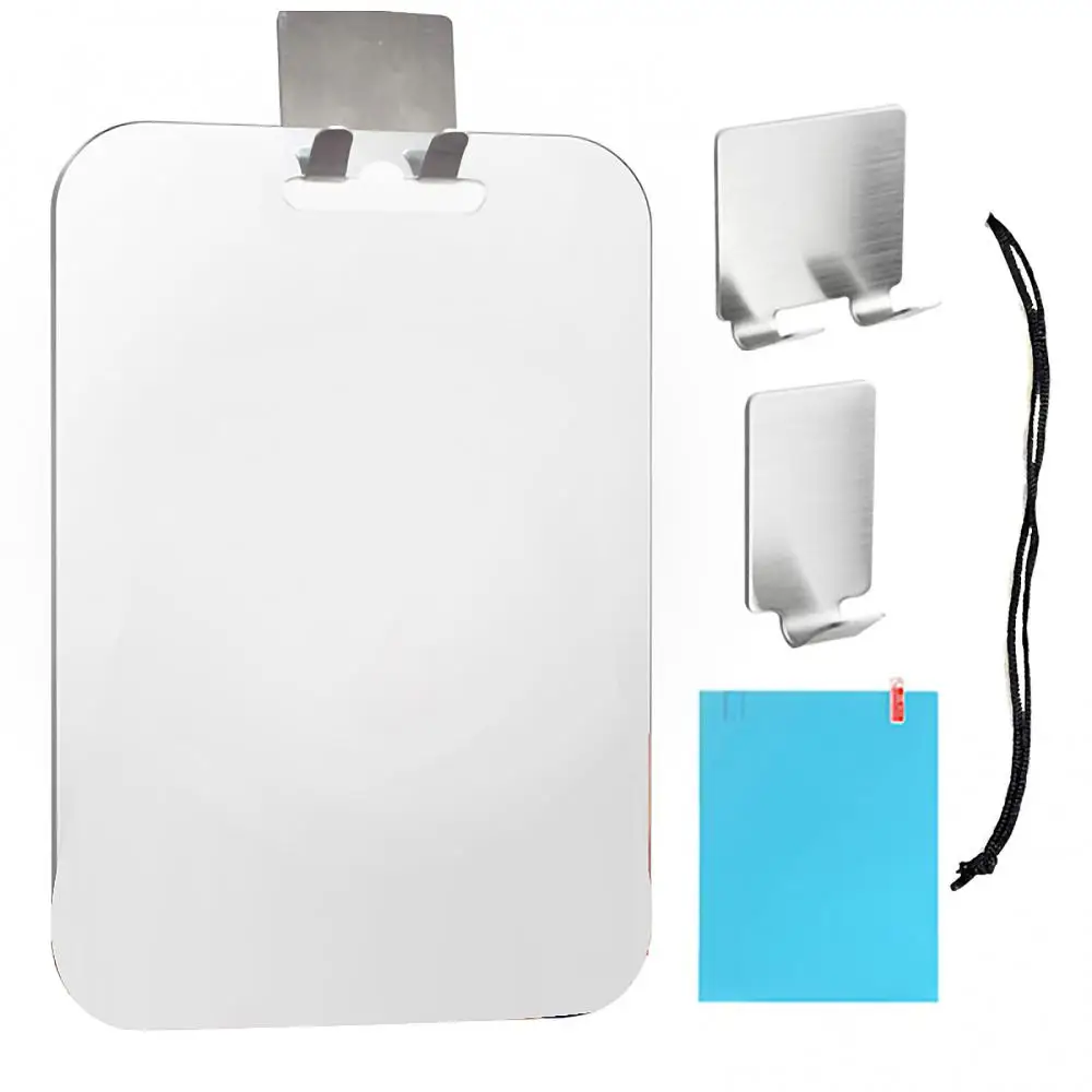 1/2PCS Hot Large Fogless Shower Mirror For Shaving Acrylic Anti-Fog Shaving Mirror with Razor Holder Hooks Wall Hanging Mirror 4