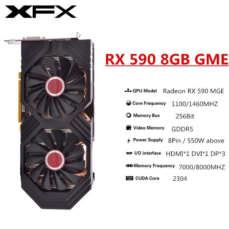 XFX RX 580 570 560 550 8GB 4GB Graphics Cards R7 R9 370 380 8G 2GB AMD GPU Radeon RX580 1660 Video Card Desktop PC Game Mining external graphics card for pc Graphics Cards