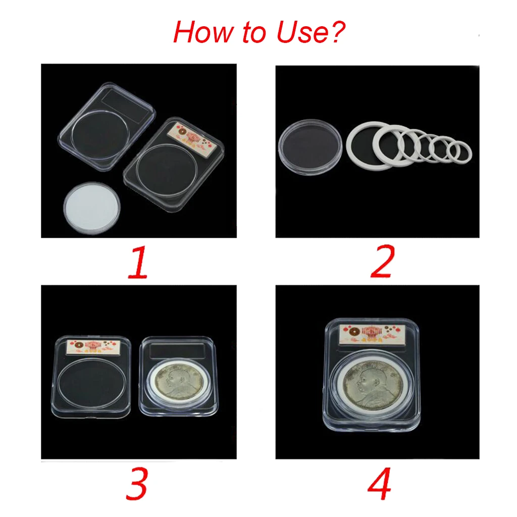 10Pcs Universal Coin Capsule Holder Storage Box Display Slab Case for 16mm 20mm 25mm 27mm 30mm 38mm 46mm Medal Coin Collection Storage Box Self Adhesive Storage Box Coin Holder Transparent Storage Box Lockable Storage Box Plastic Coin Holder
