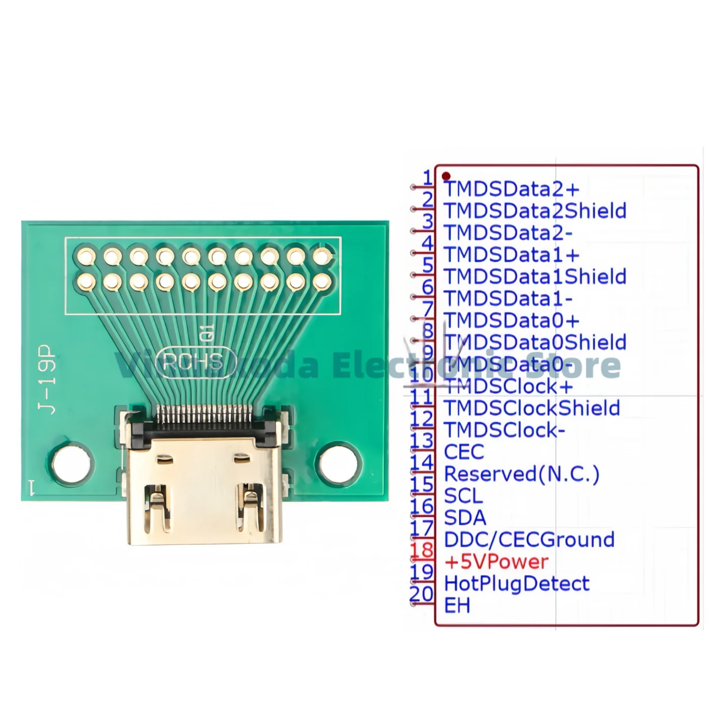 1/2/5PCS HDMI 19PIN 테스트 소켓 유형 A 19핀 커넥터 금도금 PCB 보드 핀 배열 커넥터 어댑터 테스트 보드