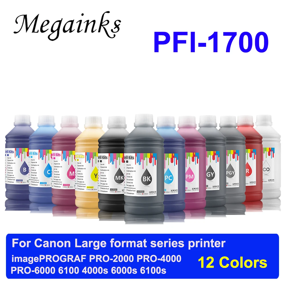 12 Color 1000ml Pigment Ink for Canon PFI1700 PFI-1700 57 imagePROGRAF ...