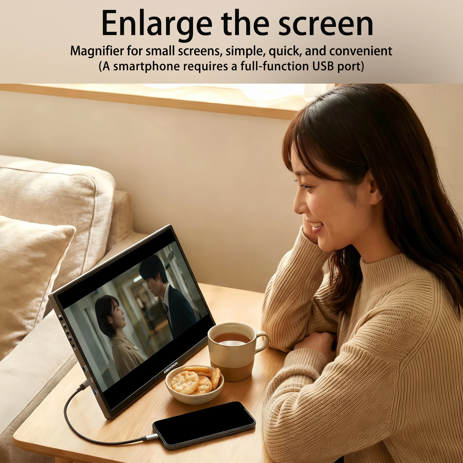 13.3'' 휴대용 모니터 디스플레이 1920*1200 16:10 IPS 패널 100% sRGB 모바일폰 게임용 TV 박스 확장 모니터