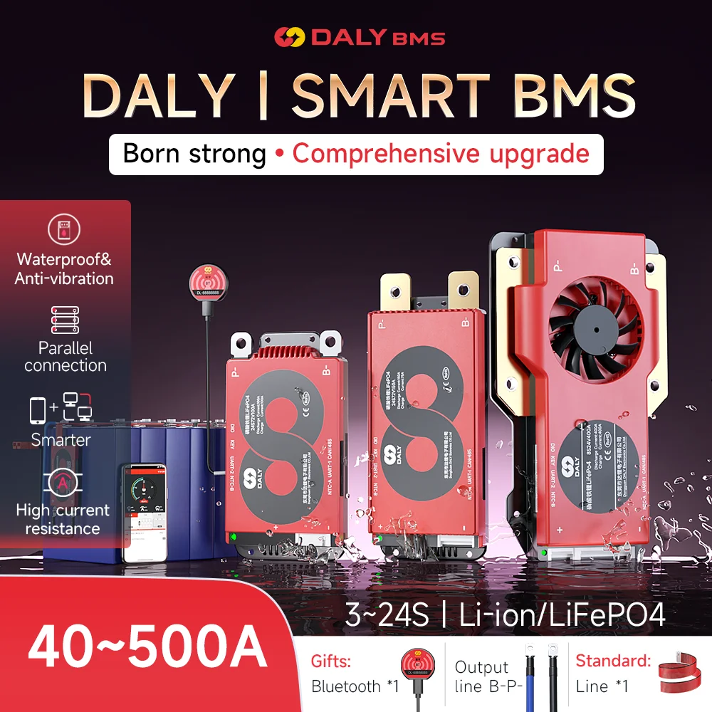 

DALY SMART LFP BMS 4S 12V 8S 24V 16S 48V 24S 72V KMS Board BMS Li-ion 7S 24V 10S 36V 60A 100A 250A For 18650 and 21700 batteri