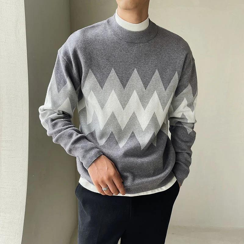 Fall Contrasting Colors Line Knitted Sweater O-Neck Pullover Sweater  Knitted Sweater For Men Pull Homme Winter Sweater Brand - AliExpress