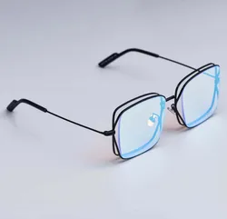 Stylish Square Metal - Frame Mirror Sunglasses - Unisex UV400 Vintage Shades (Blue - mirror)