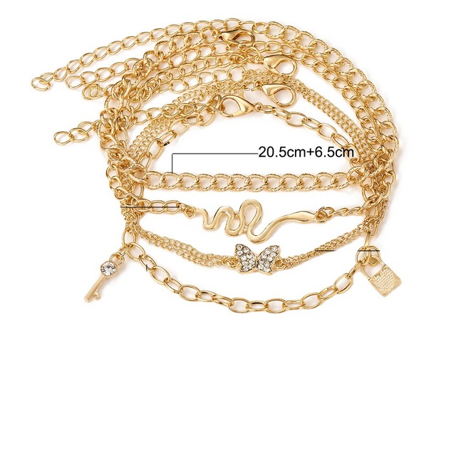 Fashion Accessories Butterfly Set with Diamond Claw Chain Creative Pearl Chain Foot Ensemble Female Gold Jewelry Gift