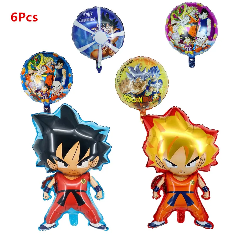 1Set Dragon Ball Goku Foil Balloons Holiday Party Decoration Baby Shower Inflation Helium Globos Boy Birthday DIY Party Supplies dragon ball goku kids birthday party decorations tableware set cups plates napkins globos baby shower anime boy party supplies