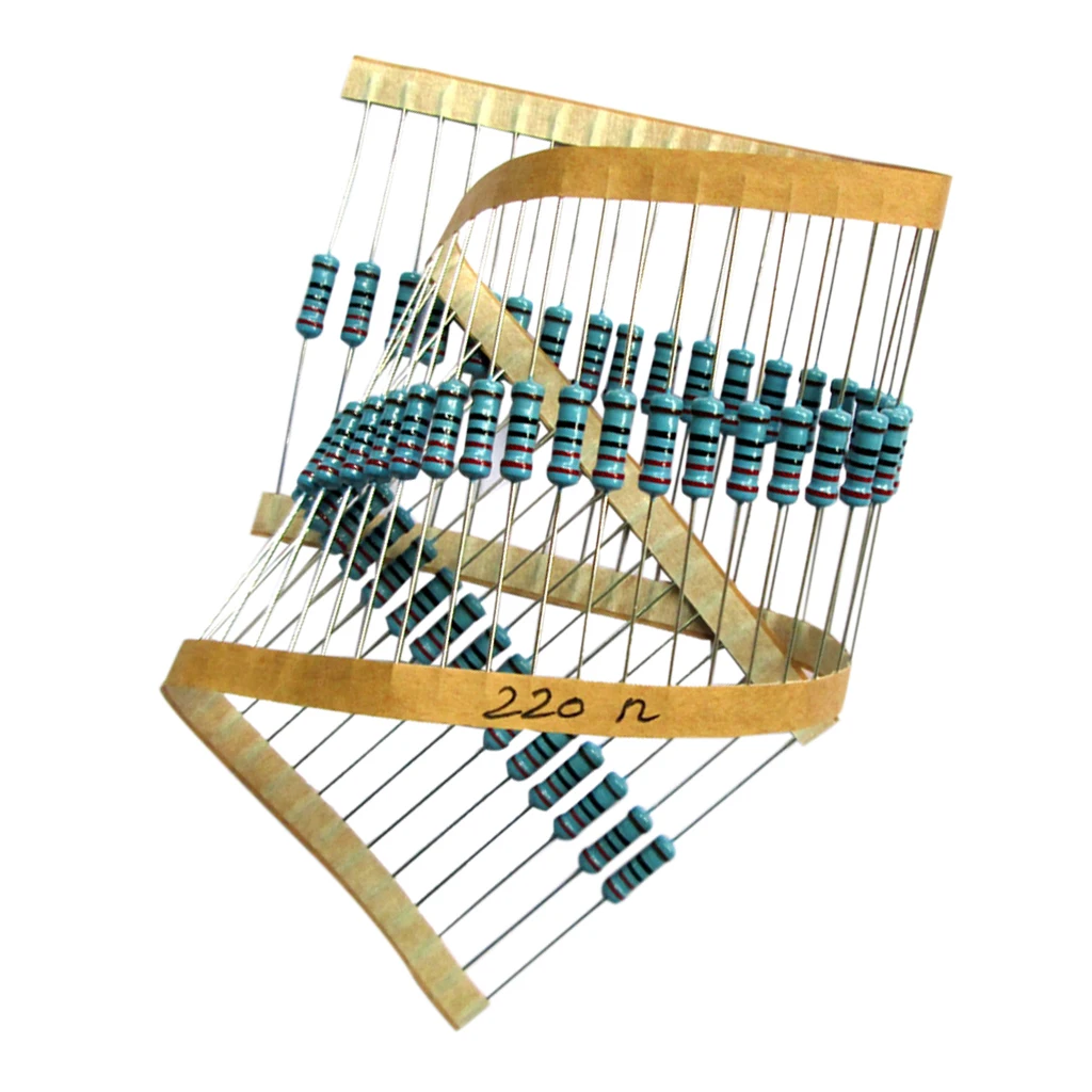 50pcs Film Resistors 220ohm 1W Metal Film Resistance 5 Color Ring
