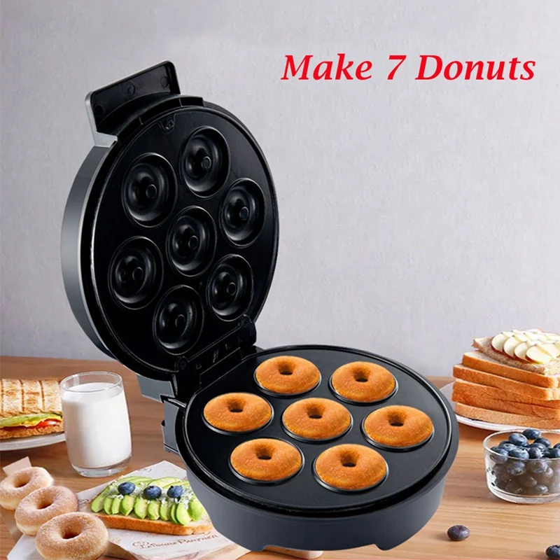 

Electric Donut Machine 1200W Non-Stick Coated Kitchen Donut Maker Kid's Snacks Desserts Breakfast Makes 7Donuts US Plug